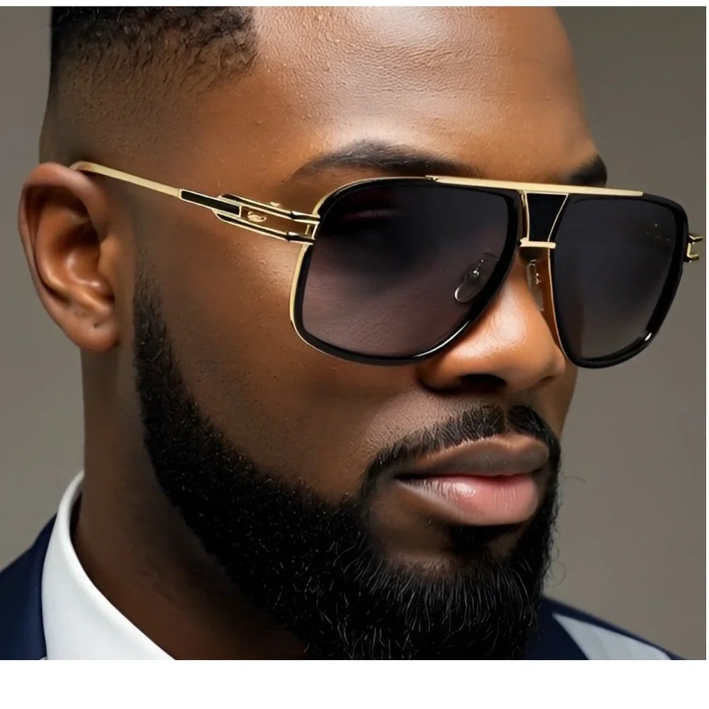 Men's Sunglasses Classic Gazelle Swag Square Gold Metal UV400‎ Protection Lentes
